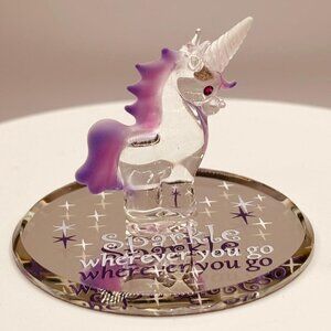 Sparkle Unicorn Glass Figurine on Mirror Fantasy Decor Gift